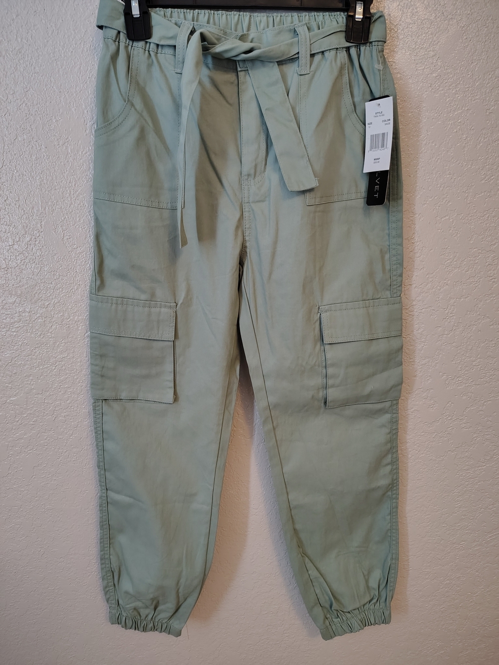 Kids Sage Cargo Joggers with Tie Waist